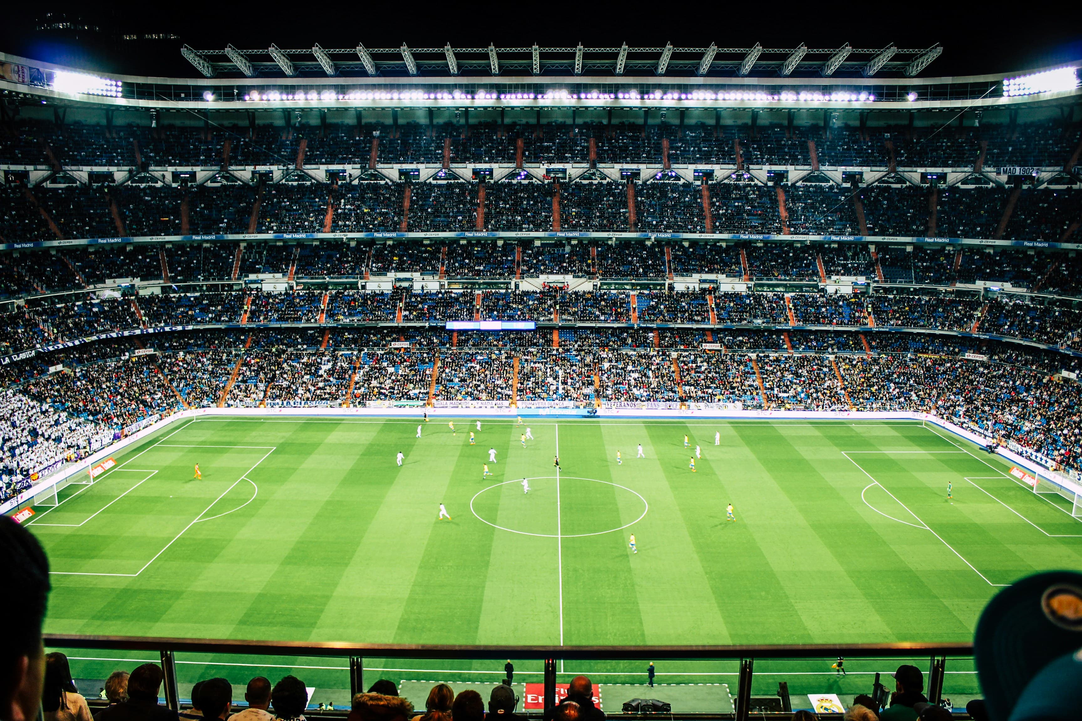 Football match at a stadium - atmosphere of live football